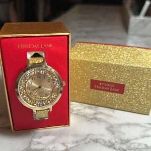 Macy Holiday Lane ladies gold watch